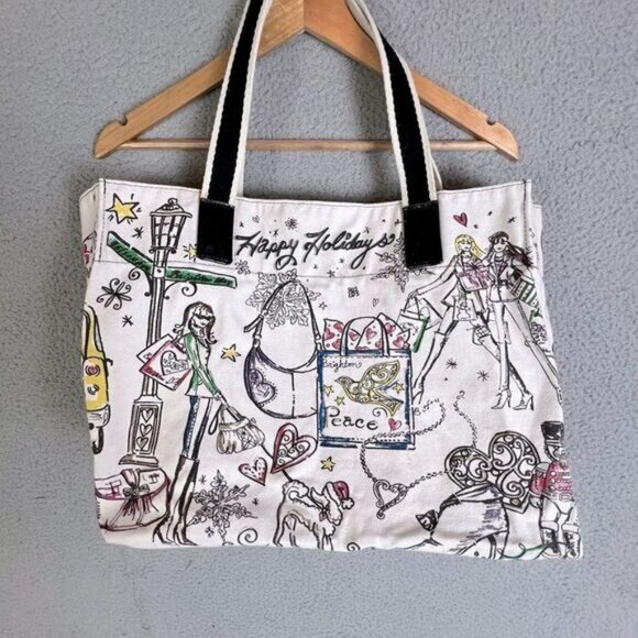 BRIGHTON WOMENS TOTE BAG WHITE WITH WRITING ON IT - Picture 1 of 8